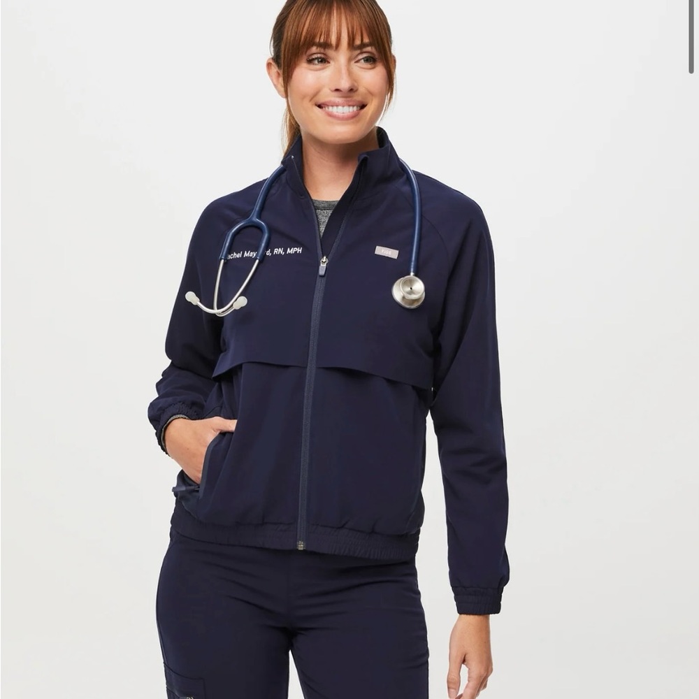 Large Navy FIGS Sydney Scrub Jacket